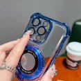 thumbnail image 6 of 360° Rotatable Magnetic Ring Stand for iPhone 14 Pro Case, [Compatible with Magsafe] Protective Case with Stand & Ring Holder, Luxury Transparent Women Case for iPhone 14 Pro, Blue, 6 of 12