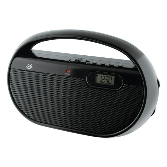 GPX AM/FM Portable Clock Radio, Black