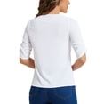 thumbnail image 3 of INSPIRE CHIC Women's Pleated Short Sleeve Square Work Blouse Top M White, 3 of 6