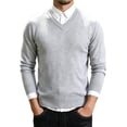 thumbnail image 5 of Yaoyar Men's Cotton Knitted Sweater Long Sleeve V-Neck Thin Slim Fit Business Casual Pullover Sweater, 5 of 6