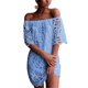 thumbnail image 1 of Vestido PRETTYGARDEN Mini Azul con Encaje Floral y Hombros Descubiertos Talla L, 1 of 8