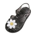 thumbnail image 2 of Dengmore Toddler Sandles Girls Jelly Sandals Rubber Sole Closed Toe Princess Flat Flower Summer Shoes, Black, 2-9 Years Old, 2 of 6