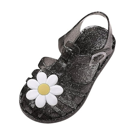 

XZNGL Baby Girl Shoes Toddler Shoes Baby Girls Cute Flowers Jelly Colors Hollow Out Non-Slip Soft Sole Beach Roman Sandals