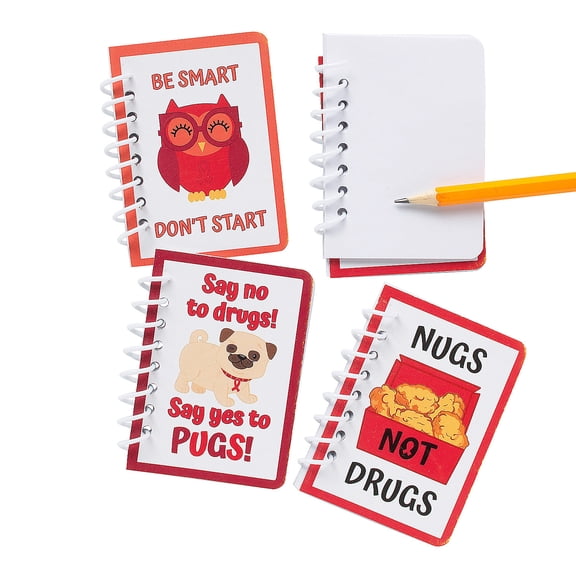 2 1/2" x 3 1/2" Mini Red Ribbon Week Paper Spiral Notebooks - 24 Pieces