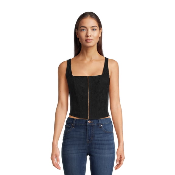 Self Esteem Juniors’ Lace Square Neck Corset Top, Sizes XS-XL