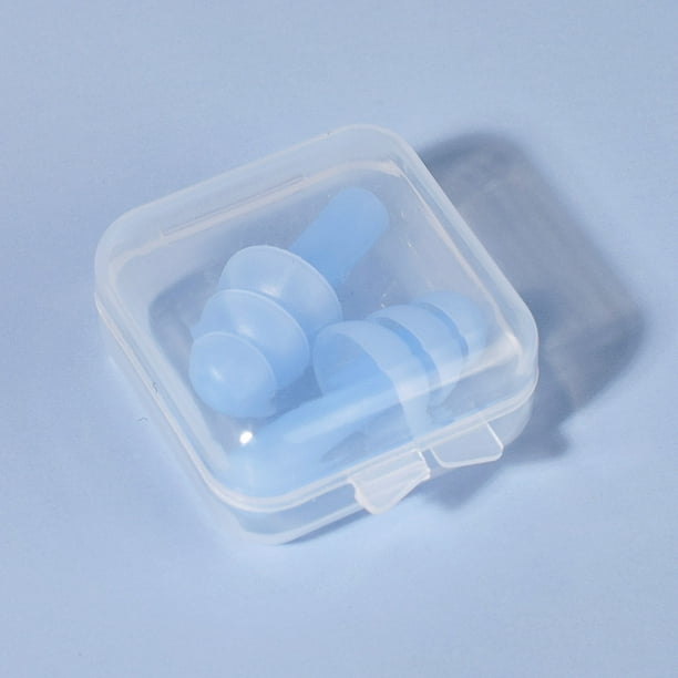 Bouchons d'oreille en silicone - réutilisables - imperméables(bleu + boîte)