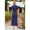 thumbnail image 6 of Merokeety Womens Summer Maxi Dress V Neck Slim Fit Knit Knit Sweater Dresses Navy xl, 6 of 6
