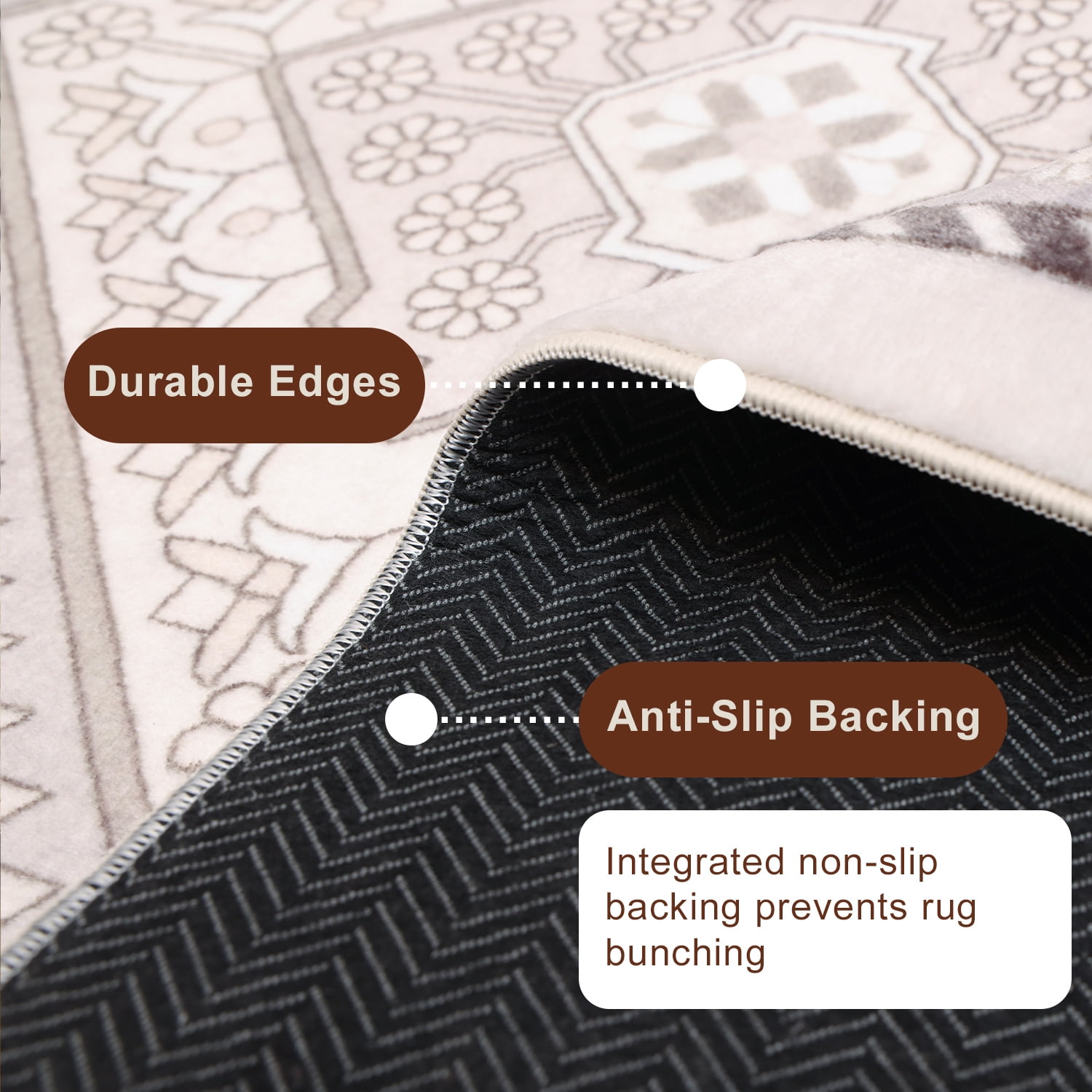 ECARPET Oriana Machine Washable Traditional Area Rug for Living Room, Bedroom, Dining Room, Entrance, Hallway and More