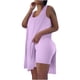 thumbnail image 1 of Conjuntos de trajes de mujer de talla grande, trajes de 2 piezas, Tops sueltos sin mangas, pantalones cortos de motorista con cuello en U ajustados informales, conjuntos de chándal Odeerbi ODB-2, 1 of 6