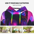 thumbnail image 4 of Sikiie Neon Toy Cat Reflections Women's Casual Hoodies Long Sleeve Lightweight Pullover Tops Loose Sweatshirt-Medium, 4 of 7