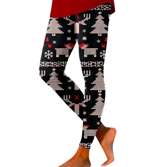 Zhanying Ugly Christmas Leggings for Women Lounge Wrinkle-Resistant Leggings for Women Fleece Lined Plaid Pink XXL
