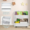 thumbnail image 4 of OLAKIDS Kids Bookshelf with Wheels, Wooden Bookcase Toy Storage Cabinet Organizer Holder, Toddler Display Stand Book Rack for Bedroom Playroom Nursery Kindergarten, 4 of 9