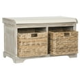 thumbnail image 2 of SAFAVIEH Freddy Contemporary Wicker Storage Bench with Cushion, Vintage White, 2 of 6