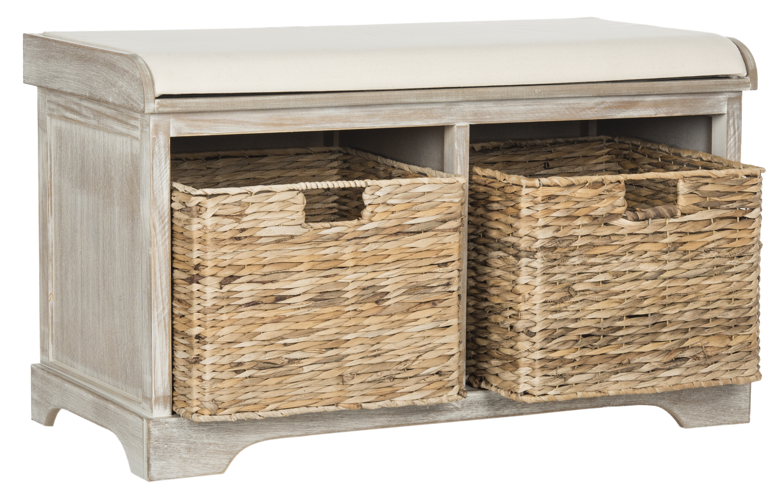 Safavieh Freddy Wicker Storage Bench, Vintage White photo 2