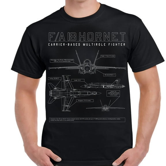 F-18 Hornet White Schematic Shirt-3XL