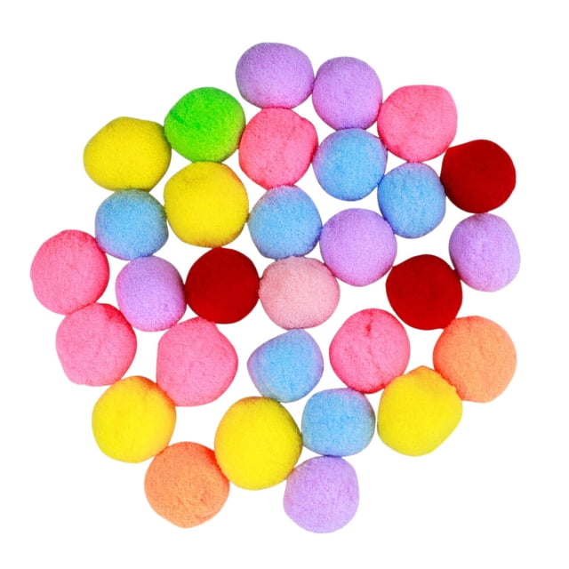GOOHOCHY 30 pelotas de peluche de colores para gatos, pompones elásticos para jugar (colores surtidos)