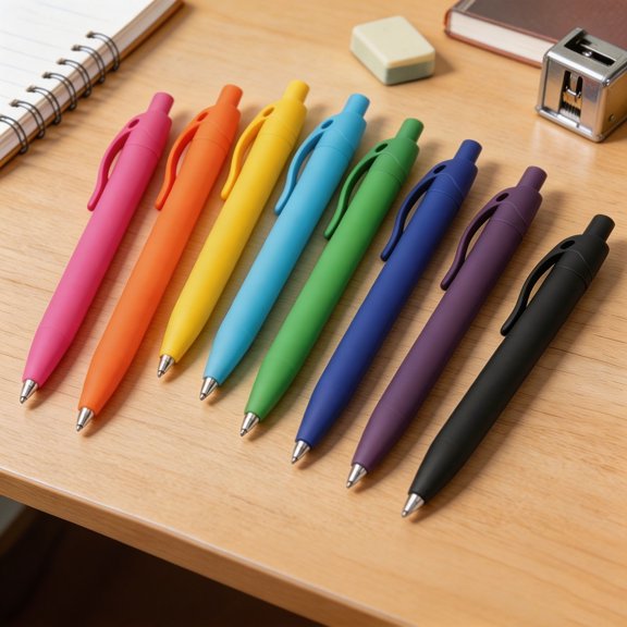 Ballpoint Pens Black Ink Pens Medium Point Retractable Ballpoint Pens, 1.0MM Black Ink, 8 Pack, Colorful