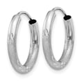 thumbnail image 3 of 14k White Gold 2mm Sparkle-Cut Endless Hoop Earrings - .6 Grams - Measures 12x12mm Wide 2mm Thick, 3 of 4