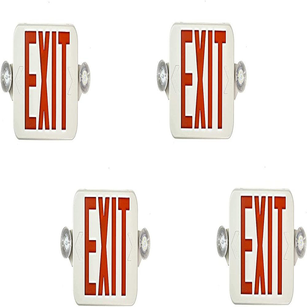 LFI Lights Hardwired Red LED Combo Exit Sign Emergency Light COMBOR2 UL Certified Square Head 