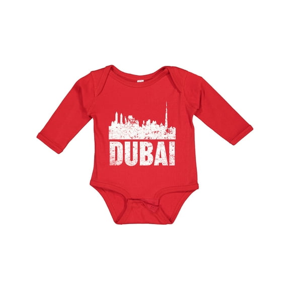 Inktastic Dubai City Skyline with Grunge Boys or Girls Long Sleeve Baby Bodysuit