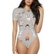 thumbnail image 1 of Balery Various Rabbits Body de cuello redondo de manga corta para mujer Tops de manga corta Tops básicos-X-Large, 1 of 7