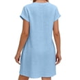 thumbnail image 6 of Vivianyo HD Women's Round Neck Mini Dress, Womens Casual Dress with Diagonal Side Button Short Sleeve Summer Dresses, Women's Sky Blue, Sizes S-2XL, 6 of 6