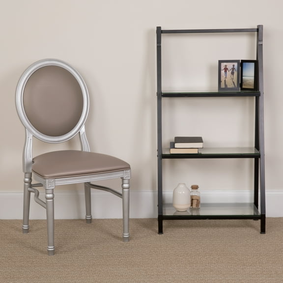 Flash Furniture HERCULES Series 900 lb. Capacity King Louis Chair with Taupe Vinyl Back and Seat and Silver Frame