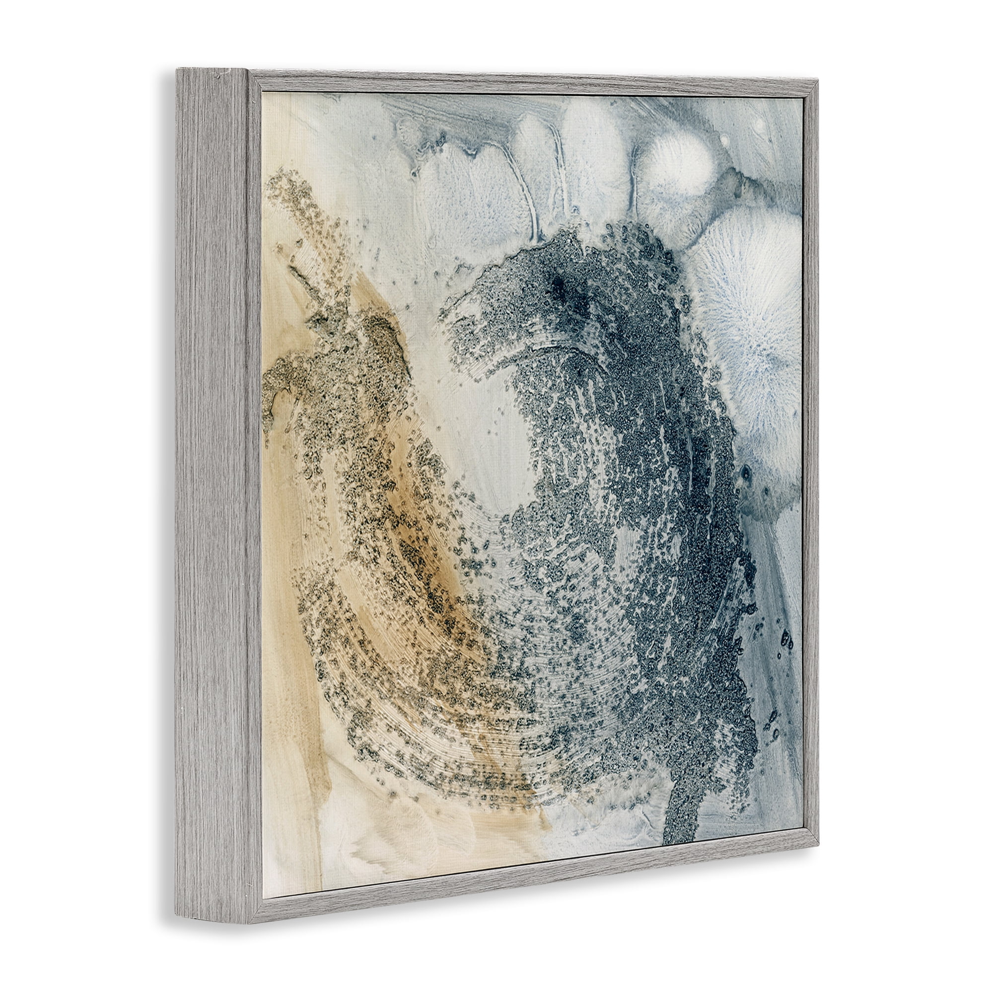 Stupell Industries Grey & Beige Paint Stroke Abstract Painting Gray Framed Art Print Wall Art, 17 x 17