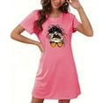 thumbnail image 4 of Camisón corto de talla grande para mujer, camisón de manga corta con estampado de pecho a la moda, camisón para mujer, 4 of 5