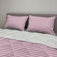 thumbnail image 2 of Geometric Comforter & Sham Bedding Set, Striped Pattern with Pink Tones Thick and Tiny Lines Modern Illustration, 3 pcs Duvet Set Microfiber Filling Quilt, 5 Sizes, Pink Grey White, by Ambesonne, 2 of 4
