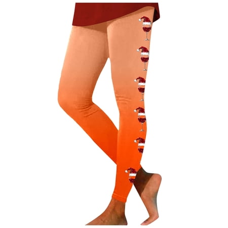 FYEGRE Women s High Waist Printed Yoga Pants Lifting Workout Leggings For Fitness Training And Daily Casual Wear Orange XL
