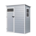 thumbnail image 6 of ModFusion 4.61×2.65×6.32 ft Plastic Storage Shed with Window, Floor, 65 Cu.ft Portable Resin Vertical Garage Organizer, Outdoor Trash Can, Gray, 6 of 10
