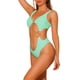 thumbnail image 4 of INSPIRAR CHIC Bañadores de Mujer con Cadena de Oro V Cuello Monokini de Una Pieza Con Corte Traje de Baño Verde Claro Medio, 4 of 5