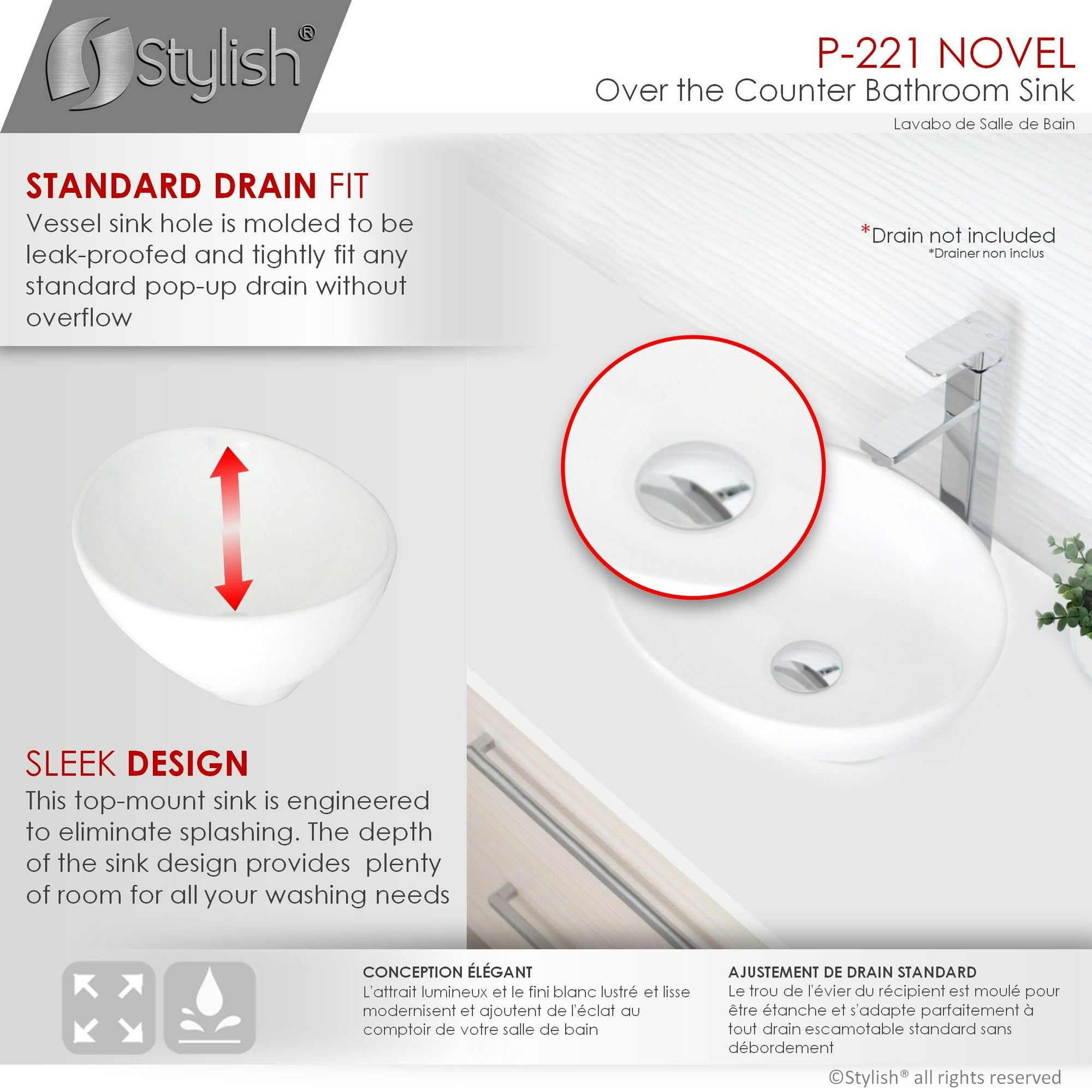 Stylish Lavabo De Salle De Bain En Ceramique Ovale Blanc De 15 Po Walmart Canada