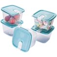thumbnail image 2 of Plasutil Plastic Food Storage Container Set with Lids Attached.  Steam Release Valve. 24 Pcs. Blue and Clear., 2 of 8