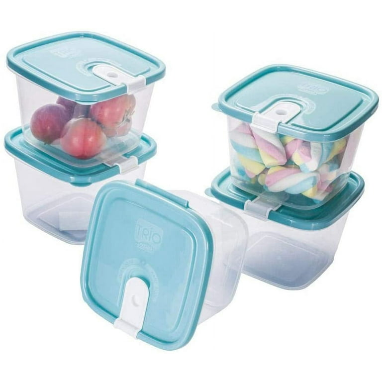 Ello Plastic Divided Container Food Storage Portion Control Set with Locking Leak-Proof Lids, 2 Set 4 Cup, Purple/Blue