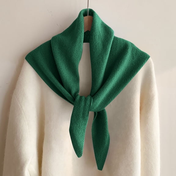 Knitted Triangle Scarf Shawl Wrap Multifunctional Fashion Neckwear Elegant Headwear Soft Cozy Winter Accessory For WomenGreenOne Size