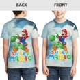 thumbnail image 3 of Cartoon Super Mario Teen T Shirts Unisex Crewneck Short Sleeve T-Shirt Tees Top For Boys Girls Youth Kids Medium, 3 of 7