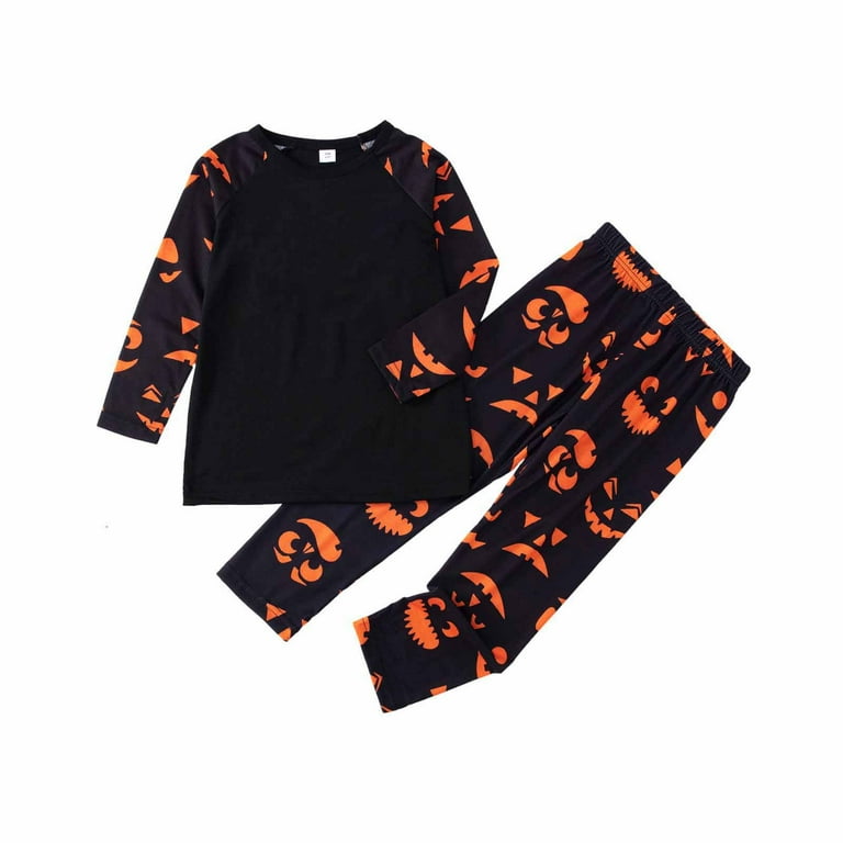 2 PC Family Matching Sets for Adults Kids Baby Solid Patched Bat Graphic Halloween Costumes Loungewear Casual Halloween Pajamas Long Sleeve Tops with