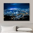 thumbnail image 3 of wall26 Canvas Print Wall Art Blue Neon Lights Hong Kong Night Architecture Cityscape Photography Realism Rustic Scenic Landscape Modern Relax/Calm Colorful for Living Room, Bedroom, Office - 12", 3 of 5