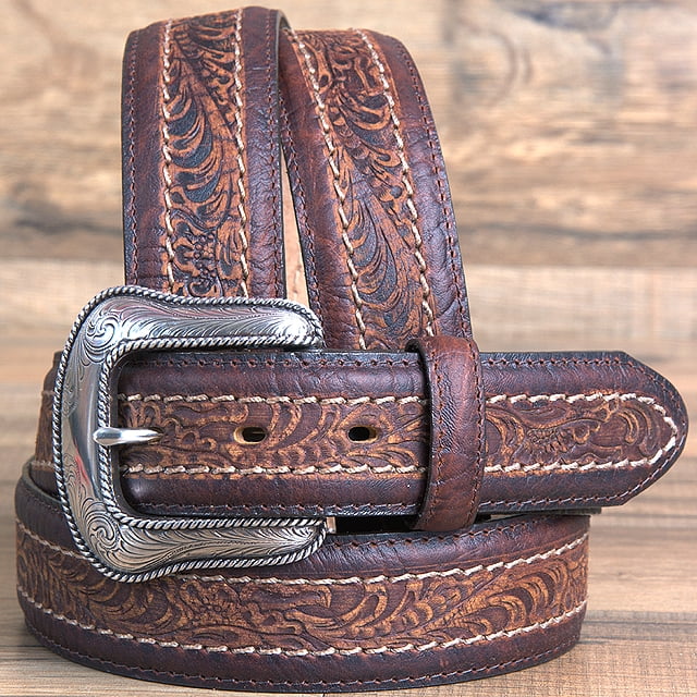 Justin New AMERICAN RIDER Top Grain Leather Belt Size 36  Made in USA NWT C12835 