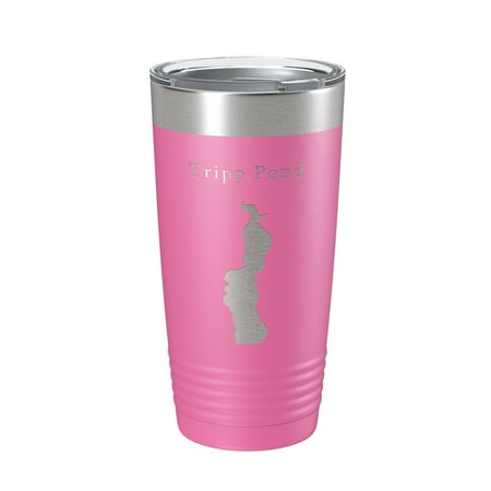 

Tripp Pond Tumbler Lake Map Travel Mug Insulated Laser Engraved Coffee Cup Maine 20 oz Pink