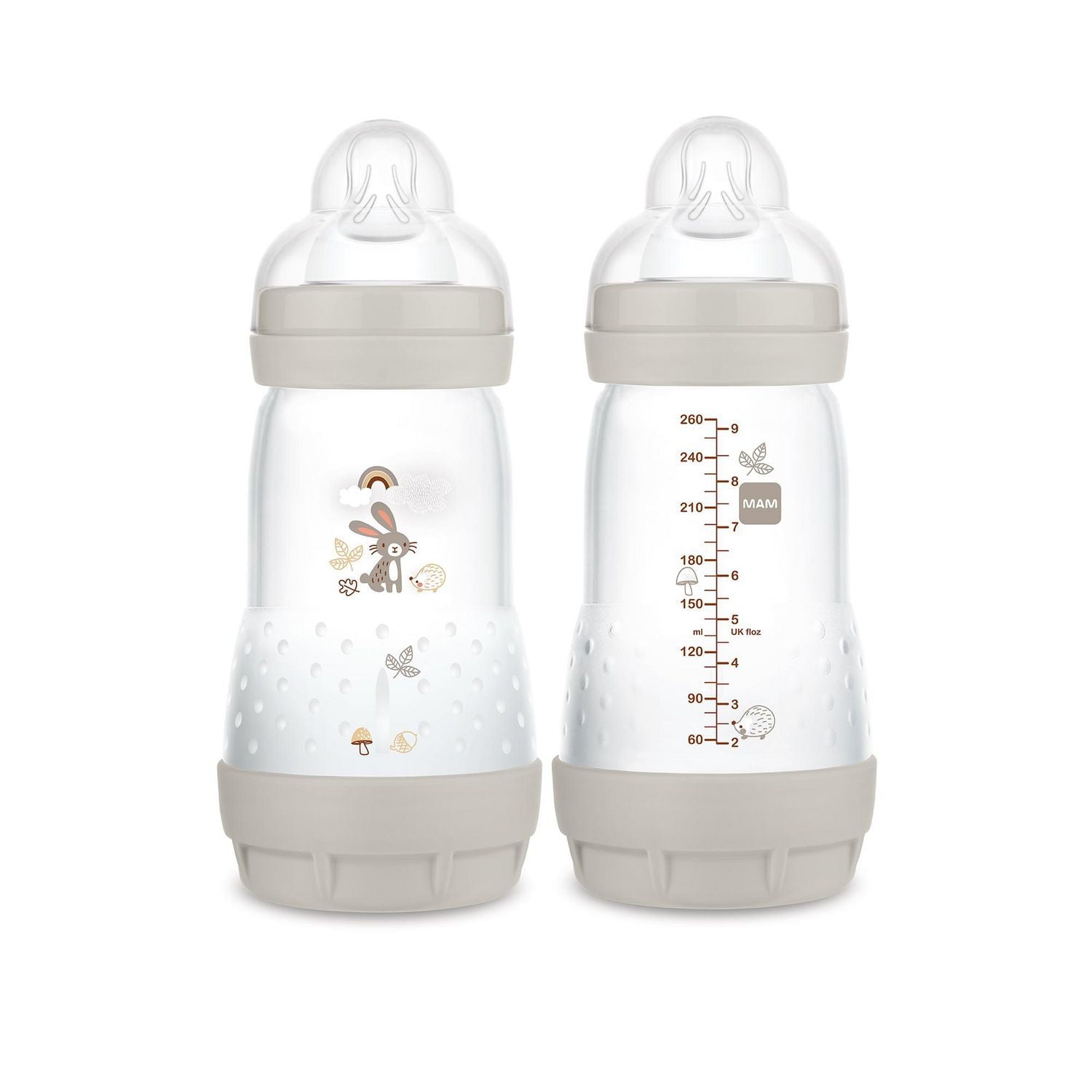 MAM Easy Start Biberons pour Bébé Anti-Coliques Mats, Biberons 2x9oz, Biberons à Débit Moyen avec Tétine en Silicone, Biberons Unisexe pour Bébé
