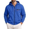 thumbnail image 5 of UVEASISHA Full Zip Hooded Jackets for Men Drawstring Lightweight Zip Up Hoodies Loose Fit Long Sleeve Athletic Jacket Solid Color Casual Outerwear Daily Street Style Blue XXL, 5 of 10