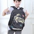 thumbnail image 6 of FORMRS Unisex School Backpack 17" Student Travel Bag with Laptop Compartment, Black Record, 6 of 7