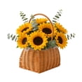thumbnail image 4 of FSAGAE Oval Woven Storage Basket 19x14.5x13 cm with Handle for Home Garden and Decor Brown`, 4 of 5