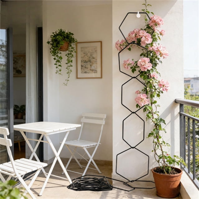 Rewenti Climbing Frame Wrought Iron Climbing Flower Pot Support Wrought Iron Frame for the Yard
