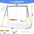 thumbnail image 2 of Leumius 2 in 1 Swing Set for Kids,Outdoor Heavy Duty Metal Swing Stand,Contain 1 Saucer 32" and 1 Belt Seat 26.2" for Playground, Backyard,Blue, 2 of 7