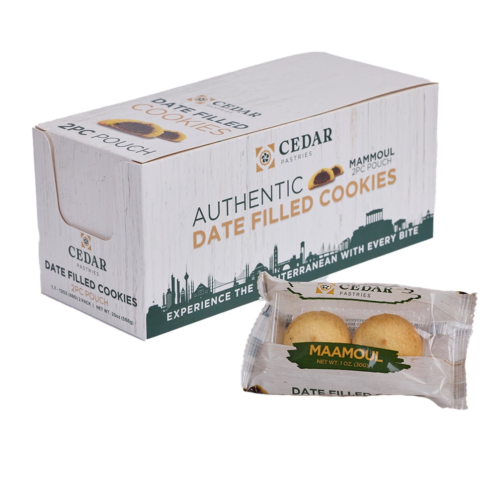Cedar Pastries 12 oz Date Maamoul Cookies – Traditional Mediterranean Filled Shortbread Cookies with Sweet Date Filling, Handmade Authentic Middle Eastern Dessert Snack