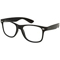 Round Keyhole Smart Nerdy Fashion Eyewear Sun-Glasses Clear lens Gloss Black 823 